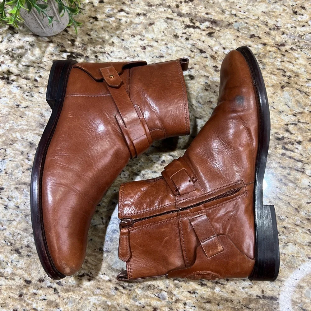 Tory Burch Colton Brown Leather Ankle Boots 7.5